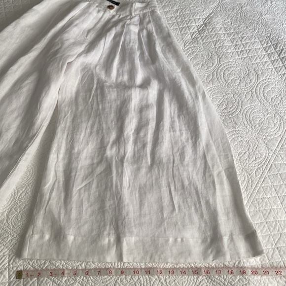 BCBGMaxAzria Maelyn Wide Leg Linen Crop Pants Palazzo White XS 25 - Picture 11 of 17